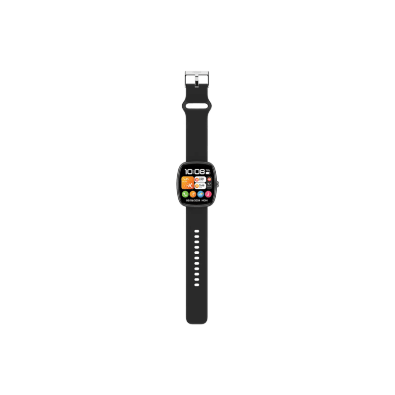 Porodo Rony 1.83" Sport Smart Watch Watch Case: Plastic, Silicon Strap Screen Size: 1.83" TFT Display Screen Resolution: 240 x 284 Flash Memory: 64Mb Battery Capacity: 250mAh Charging Time: 2 hours Working Time: 4–6 days Standby Time: 20 days Bluetooth Version: 5.2 Water Resistance: IP67 Operating System: iOS, Android 10.0+ Health & Fitness: Heart rate, blood oxygen (SpO2), sleep pattern analysis, multiple sports modes Smart Features: One-Connection Bluetooth calling, voice assistant, find phone, camera remote, torch light, find watch, supports 15+ languages