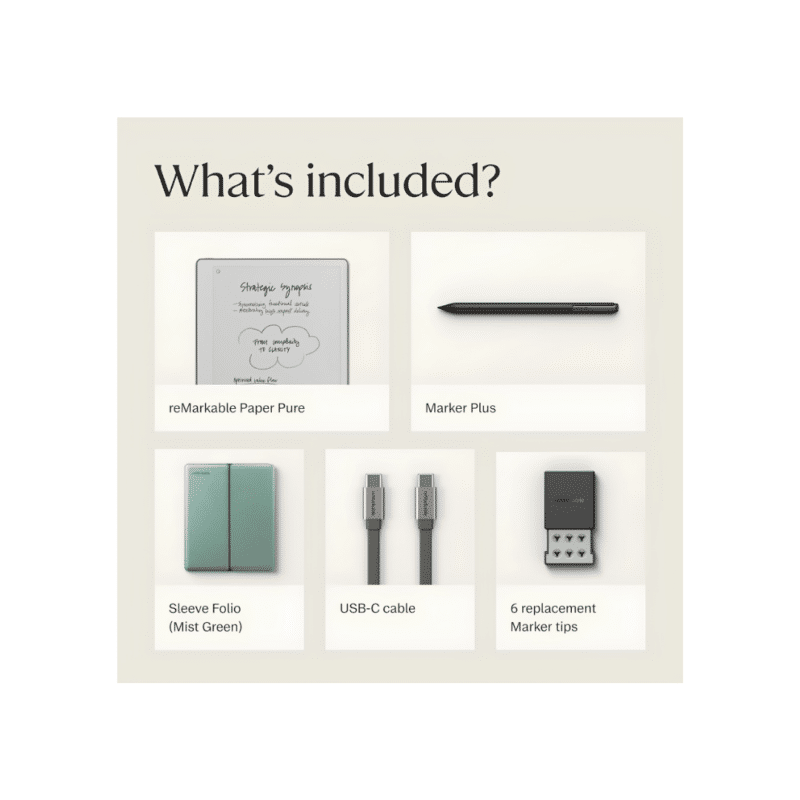 reMarkable Paper Pure Bundle (with Marker Plus, Sleeve Folio, Mist Green) Price in Kenya
